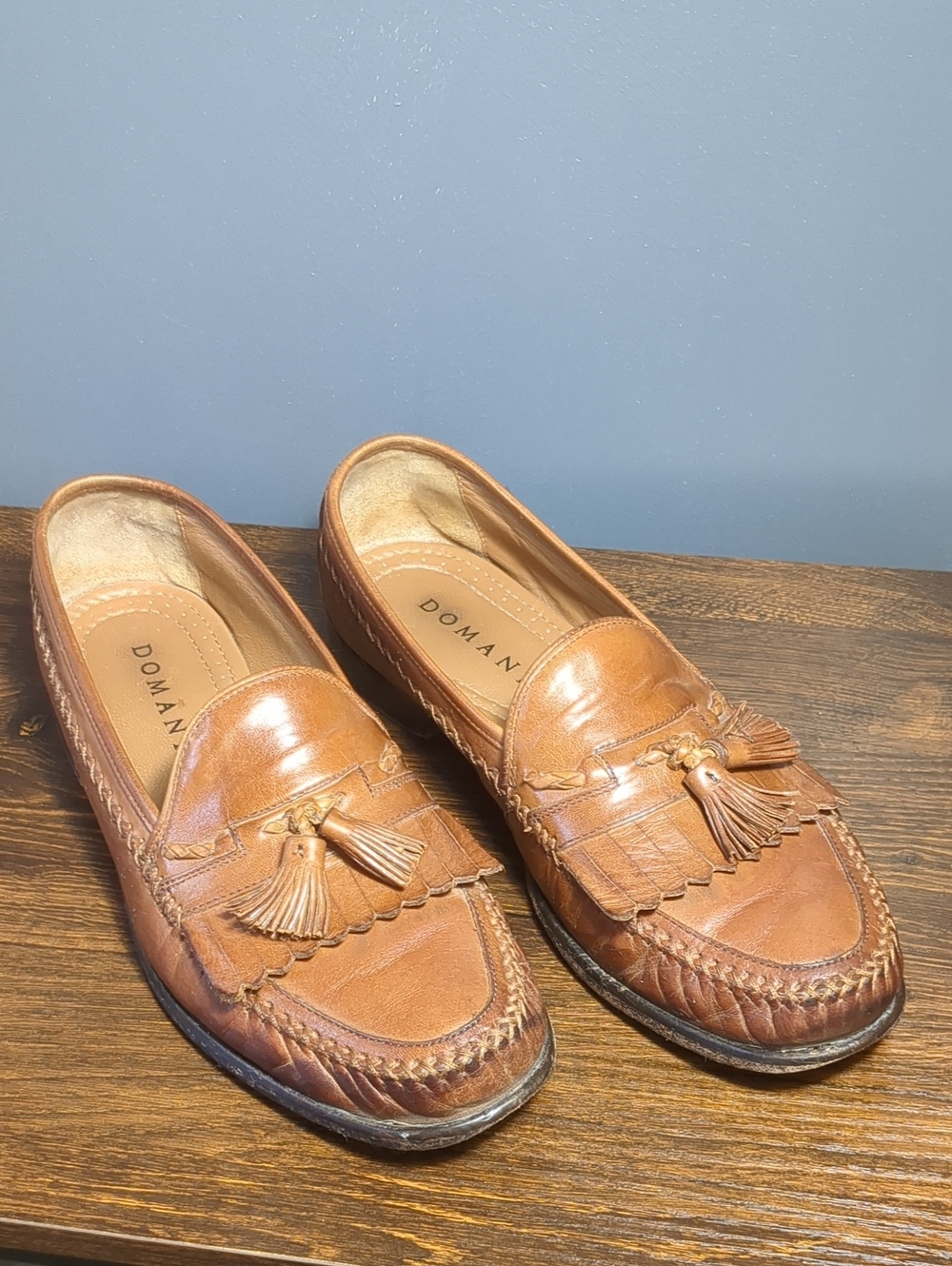Vintage Domani Johnston & Murphy Brown Leather Kiltie Tassel Loafers Men’s 10.5M